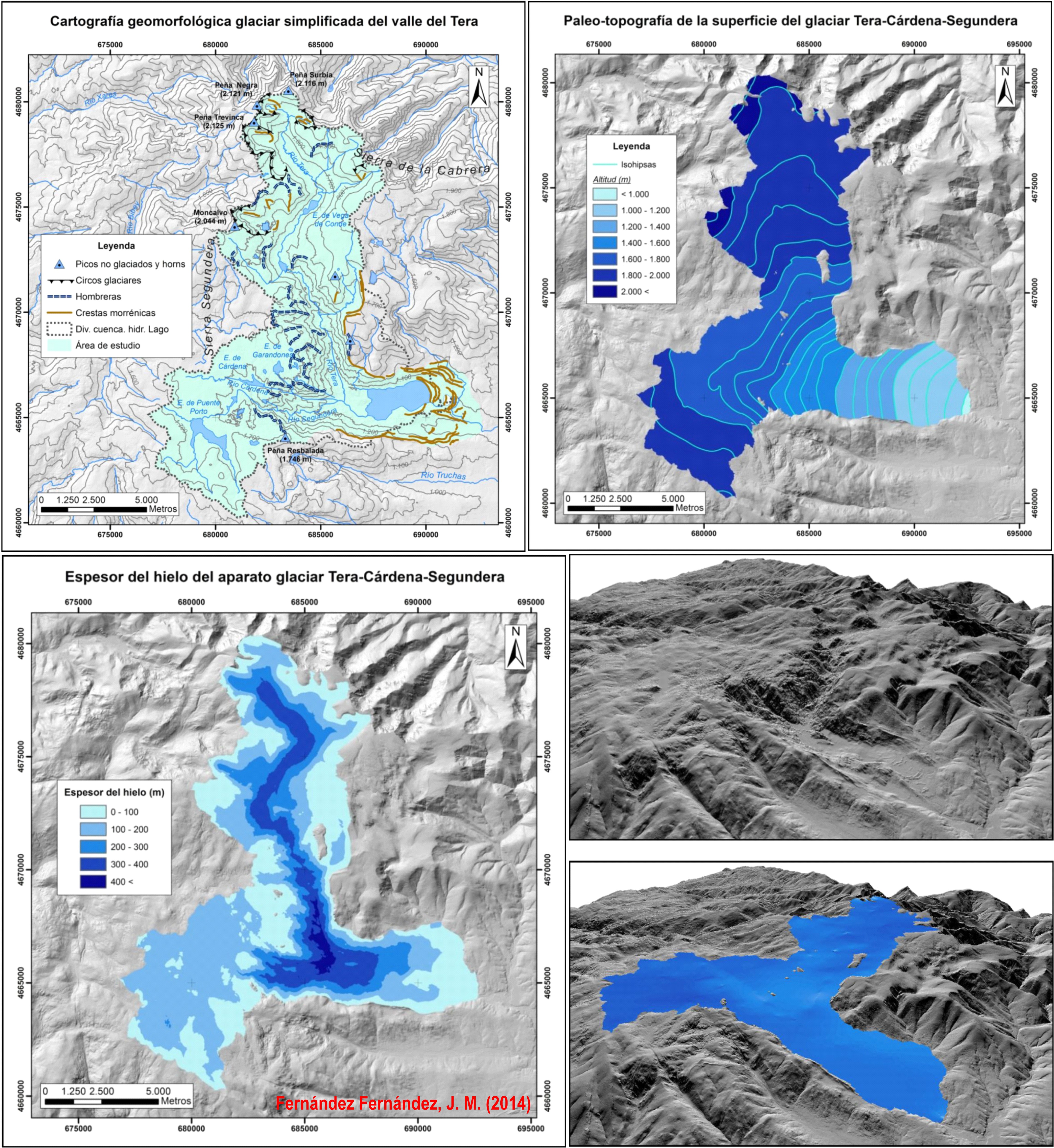 Aplicaciones de los Sistemas de Información Geográfica a la reconstrucción de paleoglaciares. El caso del aparato glaciar Tera-Cárdena-Segundera (Sierra Segundera, Zamora). Fuente: Fernández Fernández, J. M. (2014). Trabajo Fin de Máster